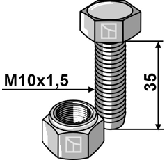 Boulon avec écrou à freinage interne - M10x1,5 x35- 8.8