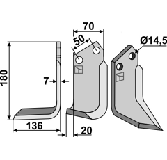 Lame gauche pour Fraise/Rotavator CELLI 331527 adaptable -