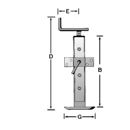 Pied béquille avec fixation réglable 300 x 60 mm adaptabe