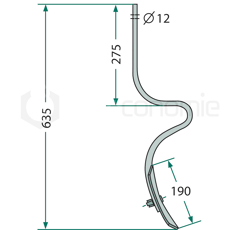 Dent efface-traces 635 mm pour semoir adaptable