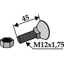 Pflugschraube M12 x 1,75 x 45 und Sechskantmutter Europäische EA-Qualität