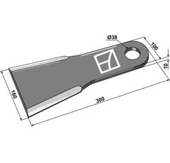 Schlegelmesser 300 x 160 mm für Mulcher SPEARHEAD 7770756 - Nachbau
