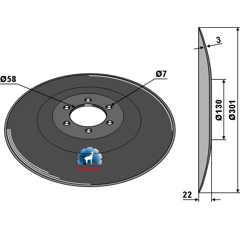 Disque lisse Ø301x3 mm pour semoir SULKY/SKY 680108 adaptable - Blacksteel©