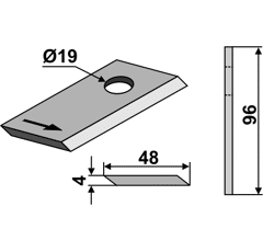 KM-Klinge links Nachbau, 96x4 mm, 19 Loch  Deutz-Fahr / Fort / Morra Nachbau 