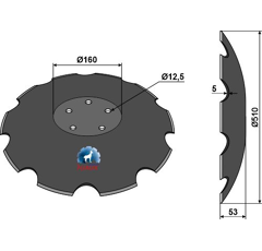 Disque crénelé ∅510x5 pour déchaumeur SAMSON adaptable - Blacksteel©