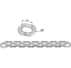 Chaîne 8 x 31 mm - D7 pour épandeur WEIDNER adaptable