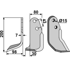 Fräsmesser Links 200 x 80 Braun Nachbau