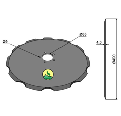 Sechscheibe Ø 490 mm NIAUX für Pflug JOHN DEERE CJ15624 Nachbau