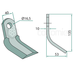 Couteau-Y pour broyeur 135x40mm AEDES adaptable 