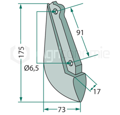 Fräsmesser Metall 175 x 73 mm f. Sämaschine KUHN BPX0015A - H195 Nachbau