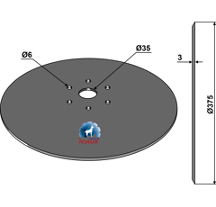 Säscheibe glatt Ø375x3 mm  MASCHIO GASPARDO G13825091 Nachbau  