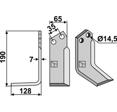 Fräsmesser 190x65mm, links - 00 035 435 1 | Krone - Nachbau