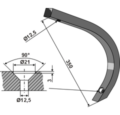 Dent pour cultivateur FARMET 3002818 adaptable - Blacksteel©