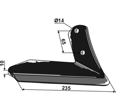 Scharflügel rechts 235 x 10 mm für Grubber KUHN-HUARD H2212501 - H2212500 Nachbau