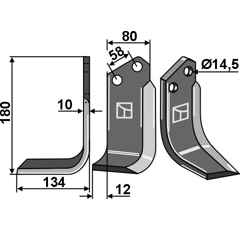 Lame gauche pour Fraise/Rotavator CELLI 722548 adaptable - Blacksteel©