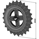 Roue dentée Ø 450 mm pour rouleau GÜTTLER 75420000 adaptable - BlackSteel©