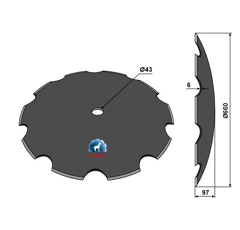 Disque crénelé Ø660x6 pour déchaumeur VÄDERSTAD 406938 adaptable - Blacksteel©
