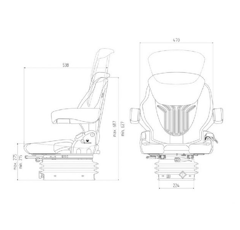 Mechanisch gefederter Komfortsitz GRAMMER Compacto Basic M MSG83/521 PVC-Bezug