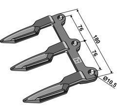 Doigt triple pour barre de coupe JOHN DEERE H25603 adaptable - BlackSteel©
