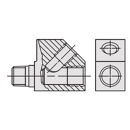 Hochdruck-Hydraulik Y-Verschraubungfür Manotmeteranschluss 45°, 1 x AG 1/4" NPT, 1 x AG 3/8" NPT, 1 x IG 3/8" NPT SPX Power 9699