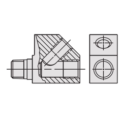 Hochdruck-Hydraulik Y-Verschraubungfür Manotmeteranschluss 45°, 1 x AG 1/4" NPT, 1 x AG 3/8" NPT, 1 x IG 3/8" NPT SPX Power 9699