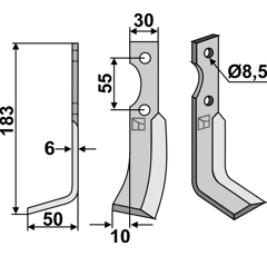 Lame gauche pour Fraise/Rotavator CARRARO ANTONIO 37935005 adaptable -
