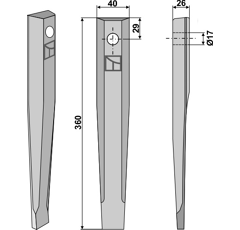 Dent herse  Kuhn 360x40 528-02000 adaptable - BlackSteel©