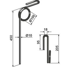 Griffe Ø10 x 450 mm pour semoir adaptable - Blacksteel©