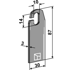 Vertikutier Schlegelmesser 87 mm für Mulcher AMAZONE 8356000 - Nachbau