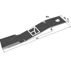 Fléau 710 mm pour broyeur BOMFORD 00764668 adaptable