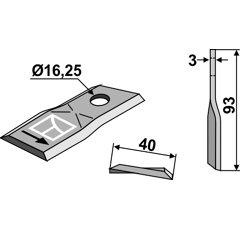 Couteau vrille pour faucheuse KUHN 56151200 adaptable - BlackSteel©