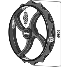 Rueda cambridge Ø 600 mm para rodillo roturador DAL-BO 15394 adaptable