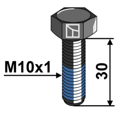 Boulon M10 x 1 x 30 mm pour déchaumeur AMAZONE DD491 adaptable 