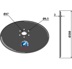 Säscheibe glatt Ø350x3 mm  KUHN FLA2605B Nachbau  