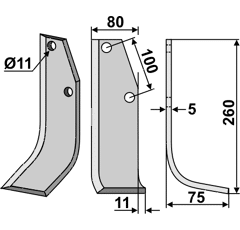 Fräsmesser Rechts 260 x 80 Holder Nachbau