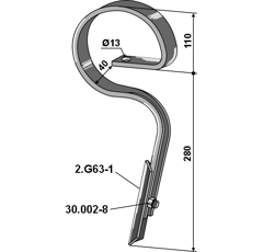 Dent gare pour cultivateur RABE 101155070 adaptable - Blacksteel©