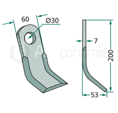 Couteau-Y pour broyeur 200x60mm AGROMET adaptable 