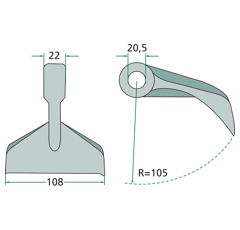 Marteau pour broyeur VAN WAMEL 13665 adaptable