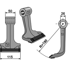 Marteau pour broyeur 115x50mm renforcé BECCHIO & MANDRILE 6060003 adaptable - Blacksteel©