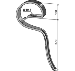 Dent gare avant pour cultivateur LEMKEN 3534996 adaptable - Blacksteel©