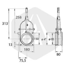 Vanne à piston avec 1 bride 4'' adaptable