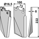 Rotorzinken,  Rechts 222 x 100 Kuhn Nachbau