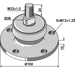 Lager 5-Loch M12 x 1,25 / LK Ø128 – Nachbau  