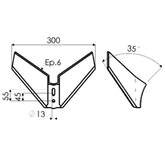 Aile monobloc pour déchaumeur KONGSKILDE 105000650 adaptable