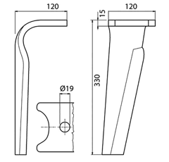 Kreiseleggenzinken links aus Schmiedeeisen AMAZONE 962338 - Nachbau