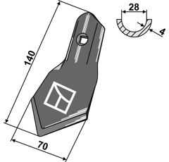 Reja ancha 140 mm para cultivador adaptable