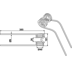Heuwenderzinken Ø9 - Länge 385 - grau - Mehrere Marken