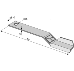 Couteau gauche pour broyeur MC CONNEL 7770719 adaptable - Blacksteel©