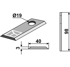Couteau rotatif droit pour faucheuse MORRA 98D6460 adaptable - Blacksteel©