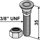 Pflugschraube 3/8" UNF x 35 und Sechskantmutter Marsk-Stig Nachbau